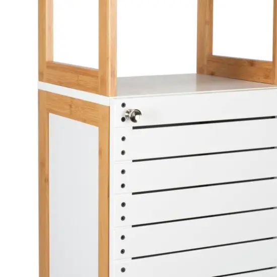 Organize It All Rendition 68" White 6-Shelf Bamboo High Cabinet {10}