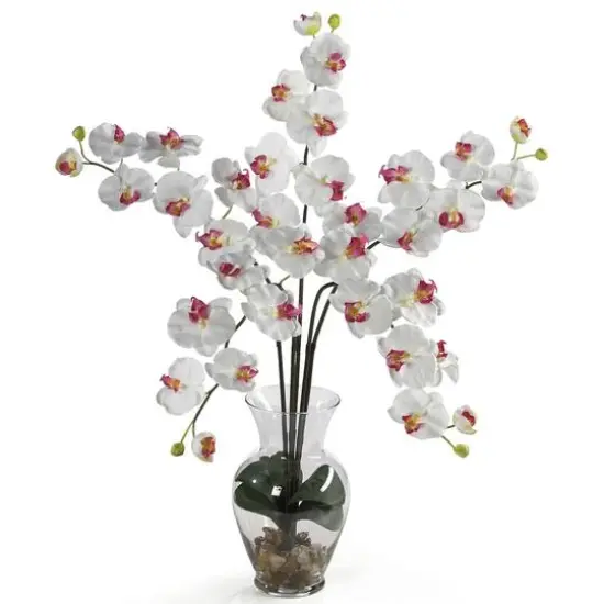 2.5ft. Moth Orchid Liquid Illusion Silk Flower Arrangement White {1}