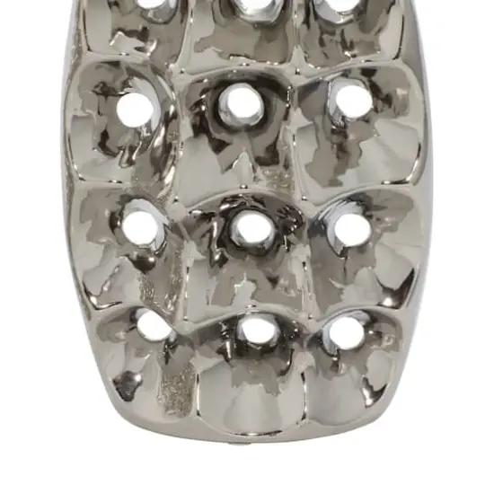 Set of 3 Silver Ceramic Glam Vase, 8" x 5" {11}