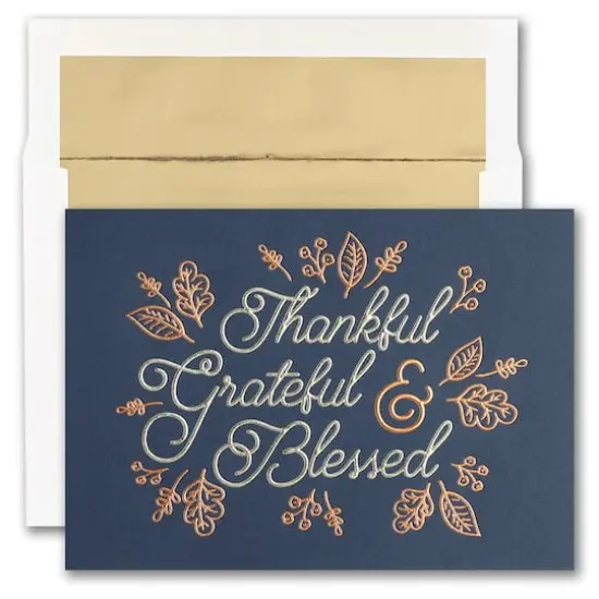 JAM Paper Blank Thankful Grateful & Blessed Thanksgiving Cards & Envelopes Set, 25ct. {1}