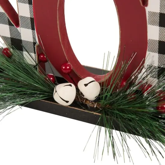 Glitzhome&reg; Christmas Plaid Joy & Noel Table D&eacute;cor Set {4}
