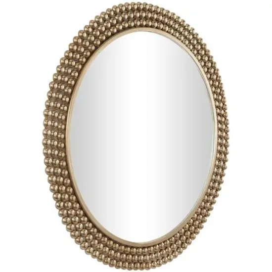 CosmoLiving by Cosmopolitan Brass Metal Ball Wall Mirror with Beaded Detailing 32" x 1" x 32" {3}