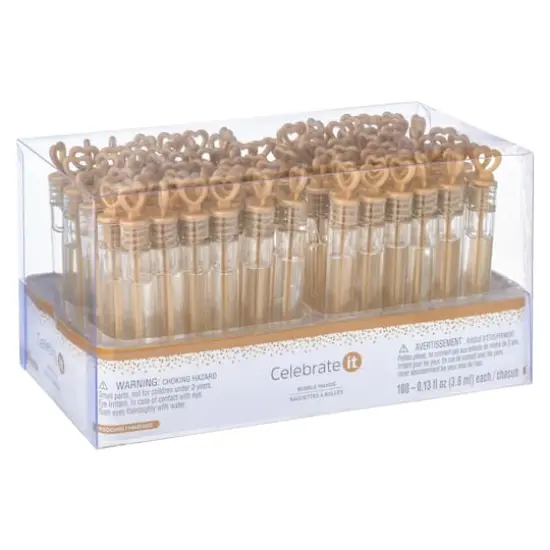 Gold & Clear Heart Bubble Wands by Celebrate It&trade; 100ct. {4}