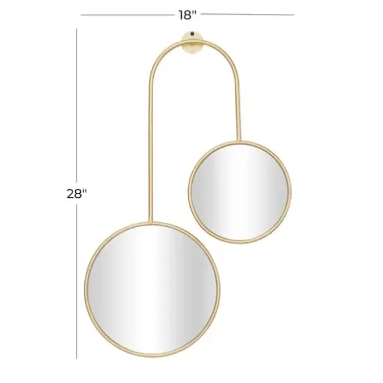 Gold Metal Modern Wall Mirror, Set of28" x 18" x 1" {6}