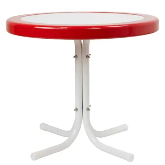 22" Outdoor Retro Tulip Side Table Red/White {5}