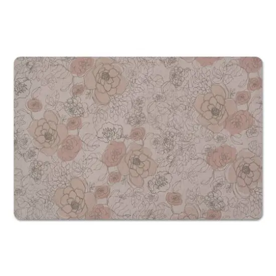 Multicolored Floral Floor Mat Tan {1}