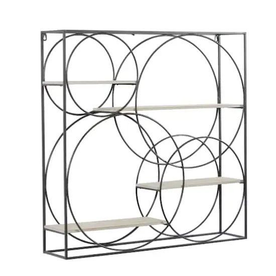 Gray Metal Contemporary Wall Shelf, 32" x 32" x 7" {3}