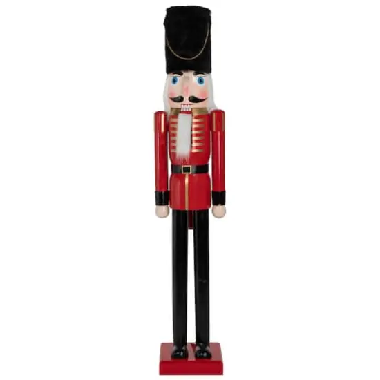 5ft. Commercial Red & Black Wooden Christmas Nutcracker Soldier {1}