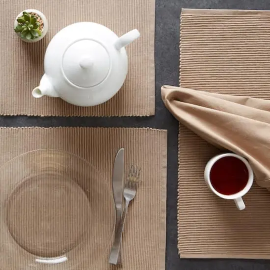 DII&reg; Ribbed Cotton Placemats, 6ct. Stone {6}