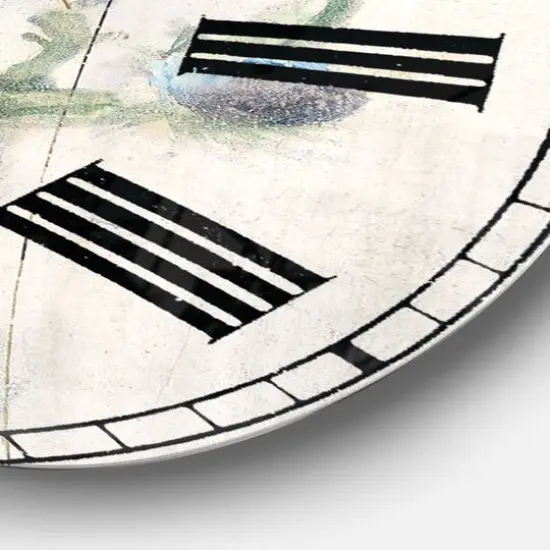 Designart 'Blossoms On Birch Cottage Bouquet Ii Farmhouse Wall Clock {4}