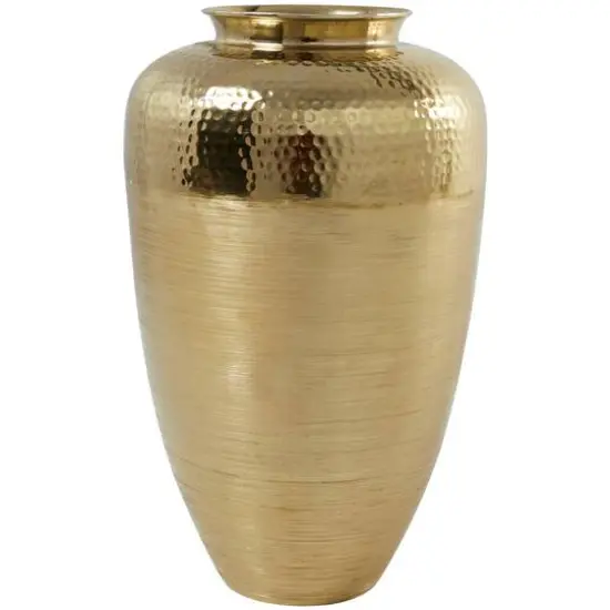 20" Gold Aluminum Brushed Vase with Hammered Top {3}