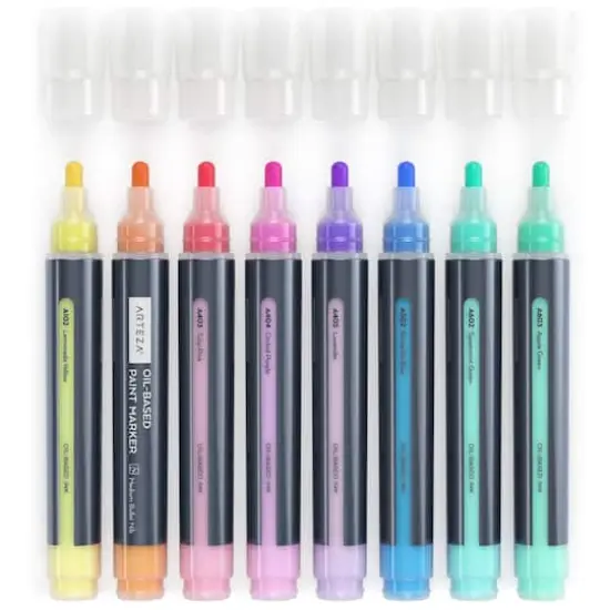 Arteza&reg; 8 Color Pastel Tones Oil-Based Bullet Tip Marker Set {3}