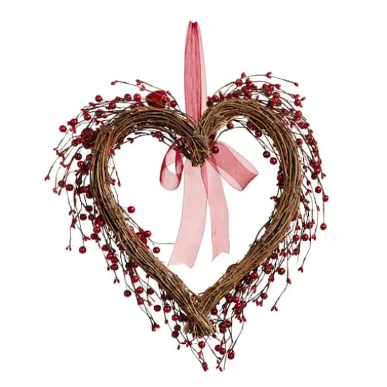 Glitzhome&reg; 17" Valentine's Berry Heart Wreath {8}