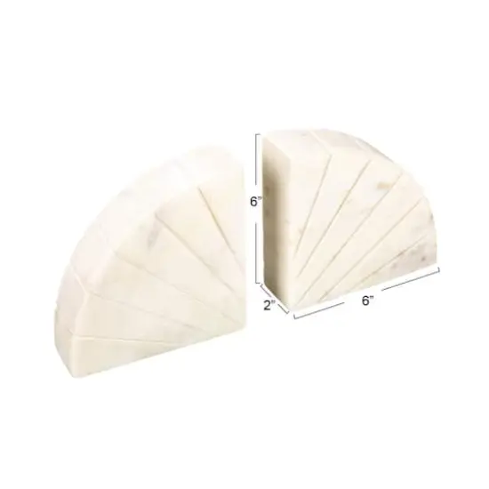 Hello Honey&reg; 6" White Modern Arched Semicircle Marble Bookend Set {8}