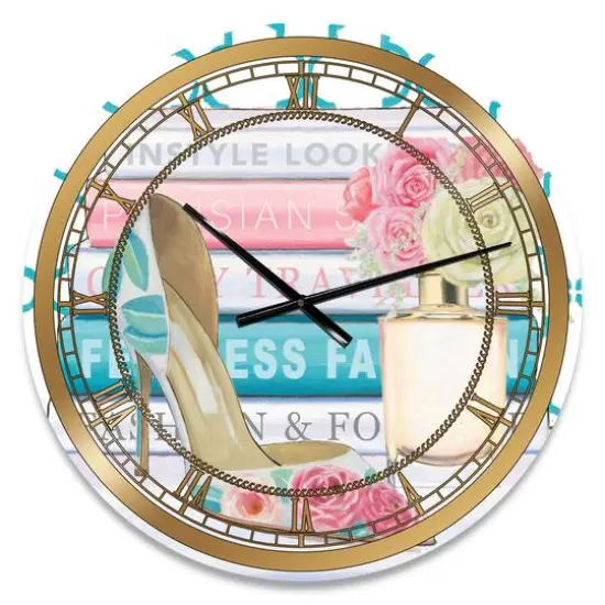 Designart 'Pink Fashion High Heels Ii Glam Wall Clock {1}