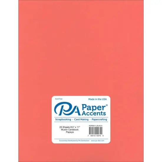 PA Paper™ Accents Muslin 8.5" x 11" 73lb. Cardstock, 25 Sheets Papaya {1}