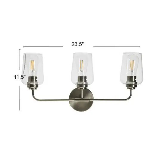 Hello Honey&reg; Robert Stevenson Lighting Holden Metal & Glass 3-Light Vanity Antique Nickel {6}