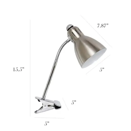 Simple Designs&trade; 15.5" Brush Nickel Adjustable Clip Light Desk Lamp {3}