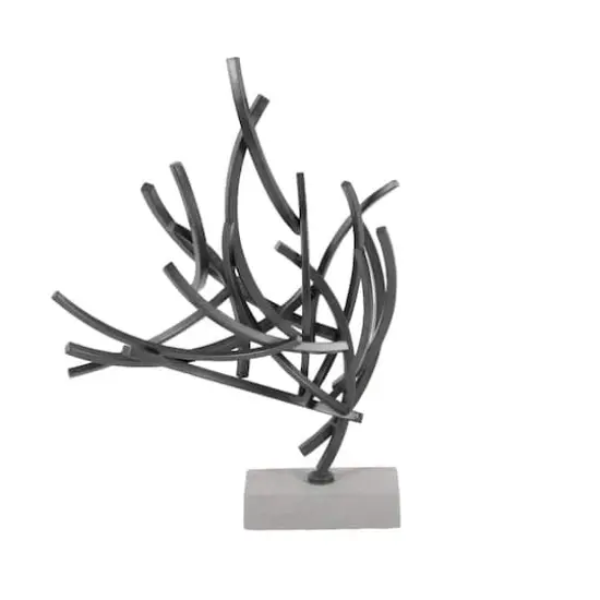 23" Gray Metal Abstract Sculpture {1}