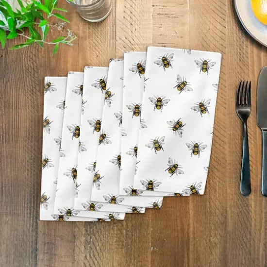 Bee Pattern 10" x 10" Cotton Twill Napkin {4}