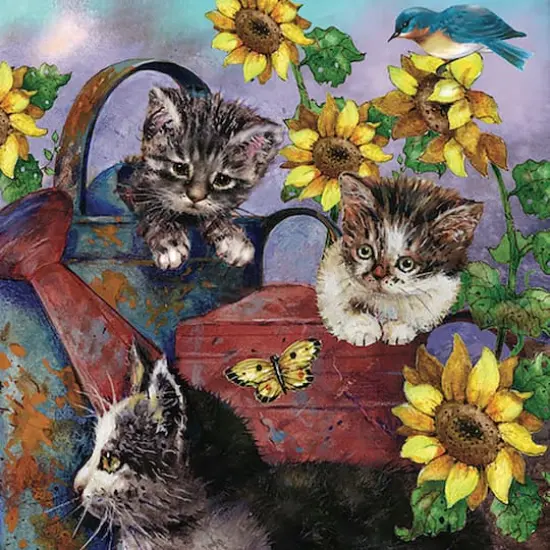 Hart Puzzles Sunflower Kittens by Bob Giordano 1,000 Piece Jigsaw Puzzle {5}