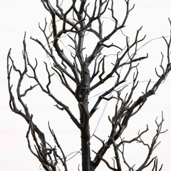 3ft. Pre-Lit Artificial Halloween Black Spooky Twig Tree with 100 Orange & Purple Copper Wire String LED Lights {4}