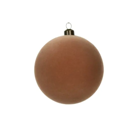 4 Pack 3.8" Flocked Shatterproof Ball Ornaments by Ashland® Light Brown {3}