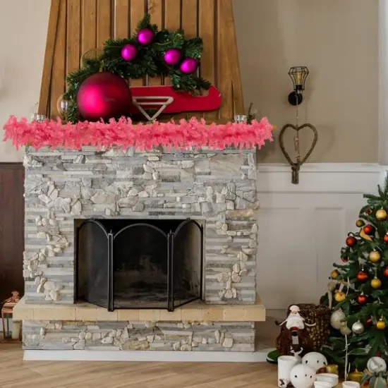 9ft. Pre-Lit Pink Spruce Christmas Garland {5}
