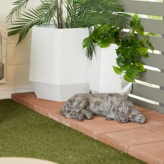 Dark Grey Modern farmhouse Dog Garden Sculpture, 23" x 13" x 6" {8}