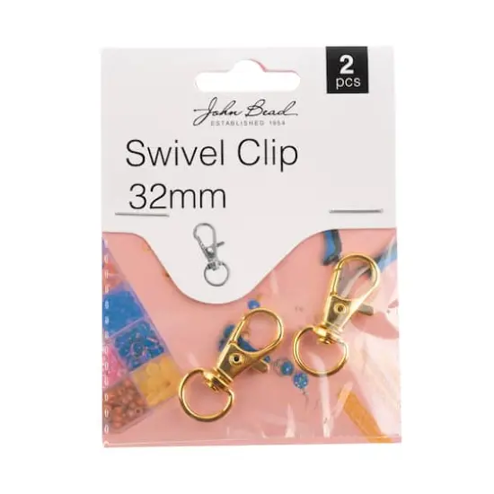 John Bead Must Have Findings 32mm Swivel Clips, 2ct. Gold {4}