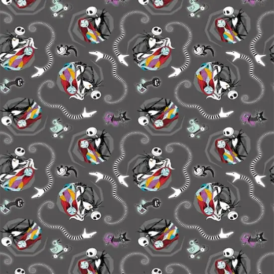 Disney Nightmare Before Christmas Jack & Sally Vortex Cotton Fabric {1}