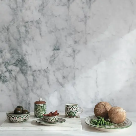 Hello Honey&reg; 5" Green Botanical Design Stoneware Canister {5}