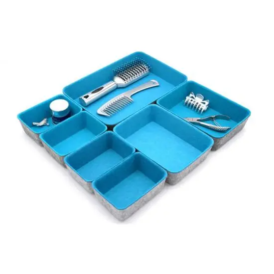 Welaxy Felt 7 Piece Drawer Organizer Tray Set Turquoise {6}