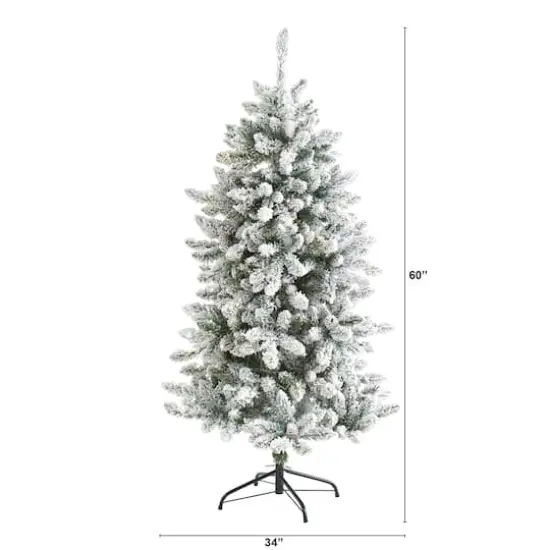 5ft. Unlit Flocked Livingston Fir Artificial Christmas Tree with Pine Cones {3}