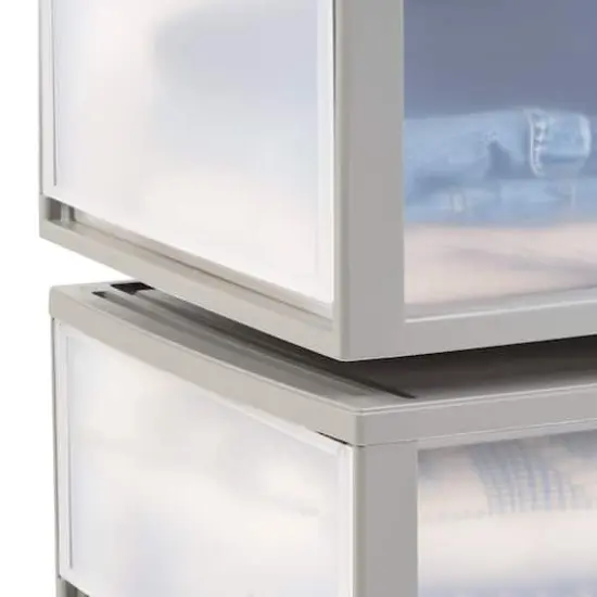 IRIS&reg; 47qt. Gray & Clear Stacking Storage Drawers, 2ct. {5}