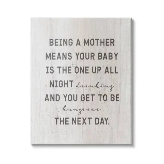 Stupell Industries Being a Mother Funny Phrase Up All Night Canvas Wall Art {1}
