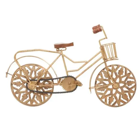 19" Vintage Gold Metal & Wood Bicycle Sculpture {7}