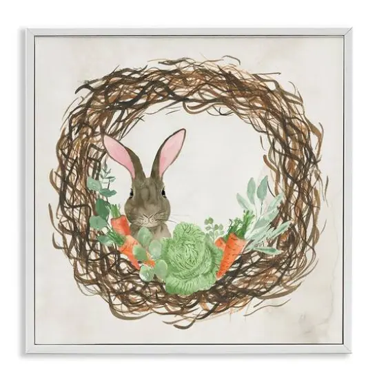 Stupell Industries Spring Easter Wreath Framed Giclee Art White {1}
