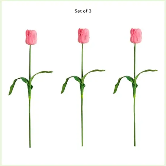 25" Pink Tulip Flower Stems, 3ct. {4}