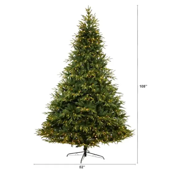 9ft. Pre-Lit Colorado Mountain Fir Natural Look Artificial Christmas Tree, White LED Lights {8}