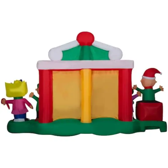 7ft. Airblown&reg; Inflatable Giant Christmas Peanuts Gang Christmas Stage Scene {3}