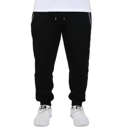 Galaxy by Harvic Men's Fleece-Lined Jogger Sweatpants With Zipper Pockets Black {1}