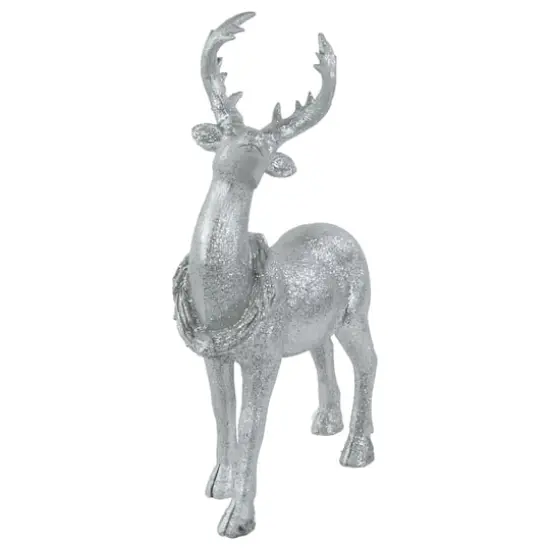 10.75" Silver Reindeer Glittered Christmas Tabletop Decoration {5}