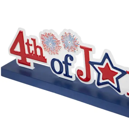 11.5" Fireworks 4th of July Patriotic Metal Tabletop Sign {6}