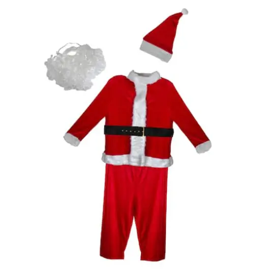 White & Red Santa Claus Men's Plus Size Christmas Costume Set {3}