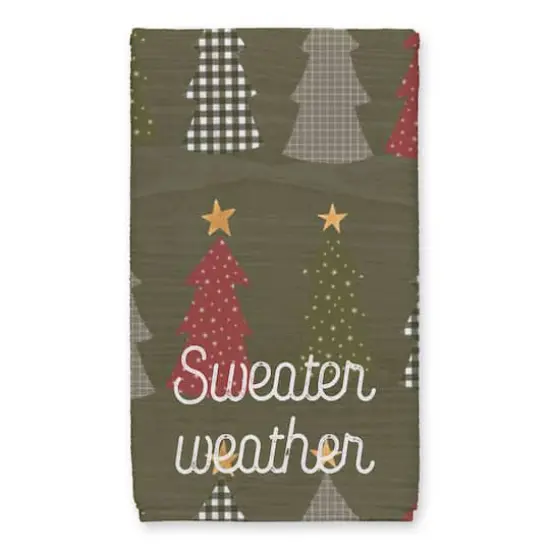 Sweater Weather Green Tree Pattern Tea Towel Set {3}