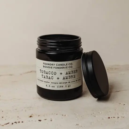 Foundry Candle Co. 6.5oz. Soy Blend Scented Jar Candle Tobacco and Amber {4}