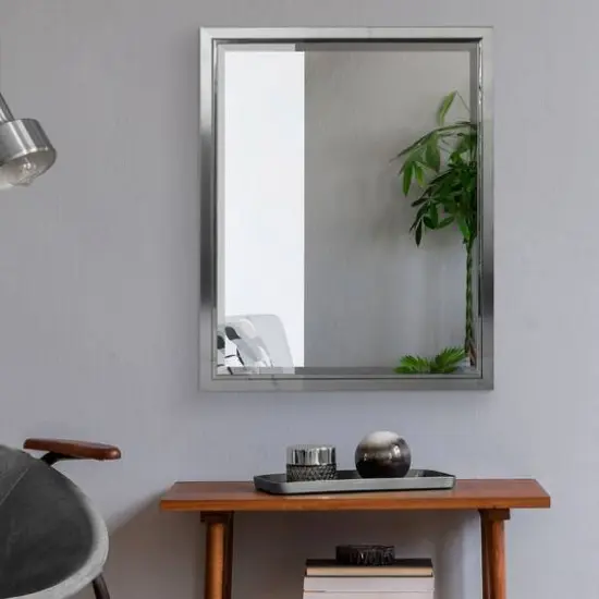 Head West Nickel & Chrome Framed Wall Vanity Mirror {3}