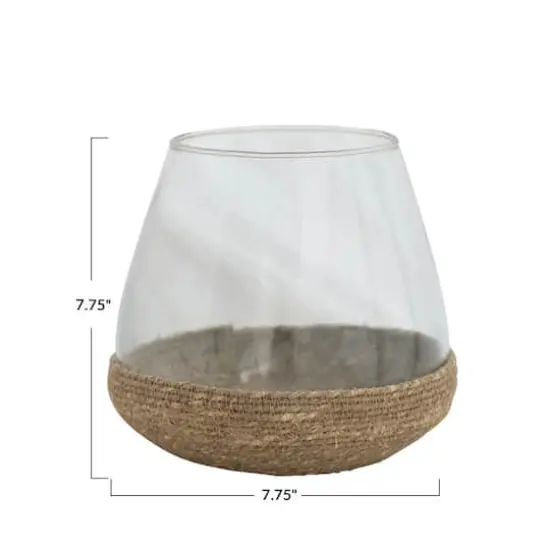 Hello Honey® Clear & Natural Glass Vase Or Tealight Holder With Woven Base {3}
