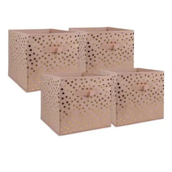 DII&reg; 11" Nonwoven Polyester Small Dots Storage Cubes, 4ct. Pink/Gold {1}